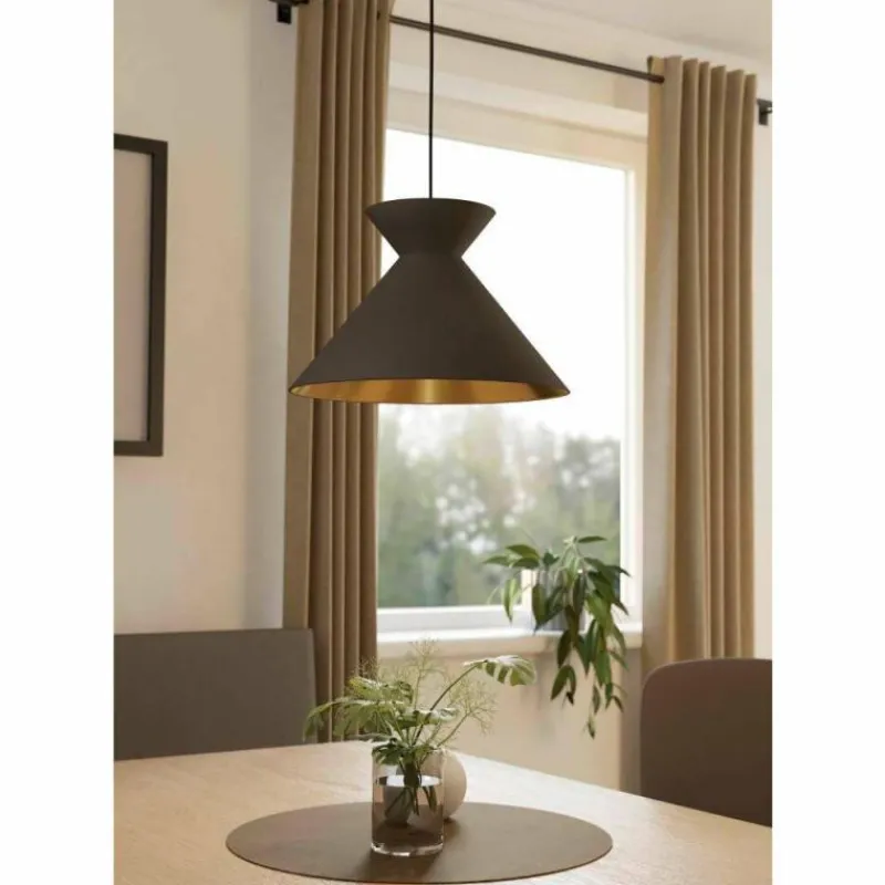 Lampes En Tissu-Luminaires Eglo Suspension Eglo NASTASIA Noir, 1 lumière