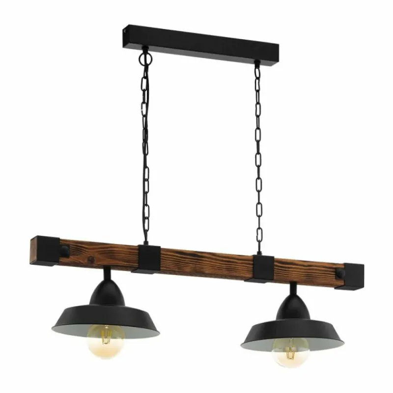 Lampes Vintages & Rétros-Luminaires Eglo Suspension Eglo OLDBURY Brun, Noir, 2 lumières