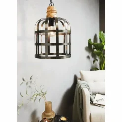 Lampes Dorées-Luminaires Eglo Suspension EGLO OLDCASTLE Brun, Noir, 1 lumière