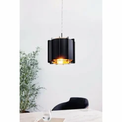 Lampes Dorées-Luminaires Eglo Suspension EGLO PINETA Noir, 1 lumière