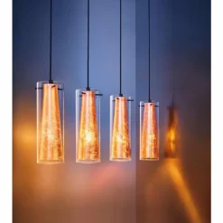 Luminaires Eglo Suspension Eglo PINTO GOLD Noir, 4 lumières