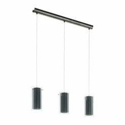 Lampes En Tissu-Luminaires Eglo Suspension Eglo PINTO Nickel mat, 3 lumières