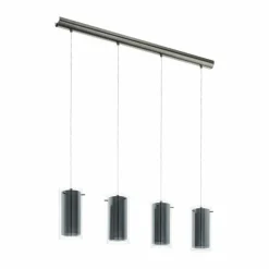 Lampes En Tissu-Luminaires Eglo Suspension Eglo PINTO Nickel mat, 4 lumières