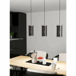 Luminaires Eglo Suspension Eglo PINTO TEXTIL Noir, 3 lumières
