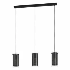 Luminaires Eglo Suspension Eglo PINTO TEXTIL Noir, 3 lumières