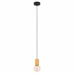Lampes En Bois-Luminaires Eglo Suspension Eglo POZUETA Écru, Noir, 1 lumière