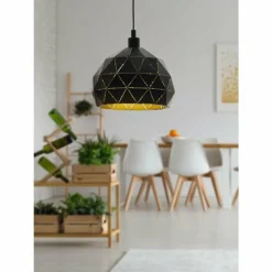 Lampes Dorées-Luminaires Eglo Suspension Eglo ROCCAFORTE Or, Noir, 1 lumière