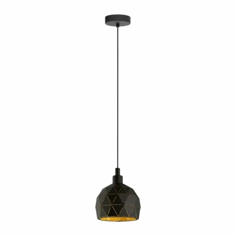 Lampes Dorées-Luminaires Eglo Suspension EGLO ROCCAFORTE Or, Noir, 1 lumière