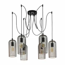 Lampes Vintages & Rétros-Luminaires Eglo Suspension Eglo ROCCAMENA Cuivre, Noir, 6 lumières