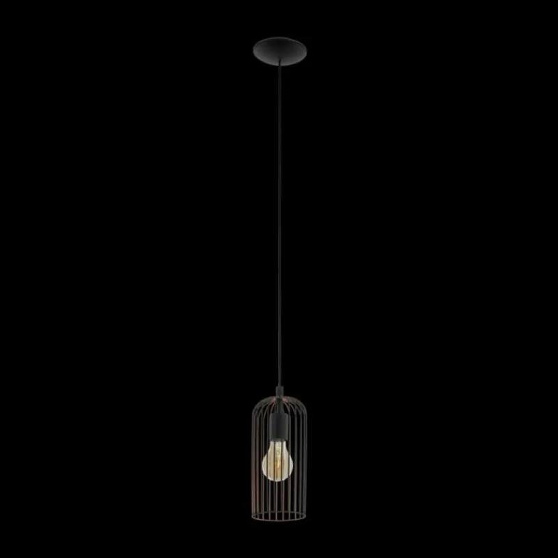 Lampes Industrielles-Luminaires Eglo Suspension Eglo ROCCAMENA Cuivre, Noir, 1 lumière