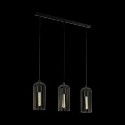 Lampes Industrielles-Luminaires Eglo Suspension Eglo ROCCAMENA Cuivre, Noir, 3 lumières