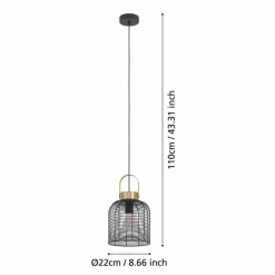 Luminaires Eglo Suspension Eglo ROUNDHAM Laiton, Noir, 1 lumière* Suspensions