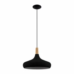 Lampes En Bois-Luminaires Eglo Suspension Eglo SABINAR Brun, Noir, 1 lumière