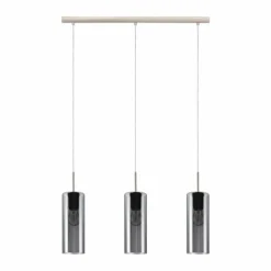Suspension Verre Fumé-Luminaires Eglo Suspension Eglo SELVINO Nickel mat, 3 lumières