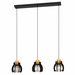 Lampes En Bois-Luminaires Eglo Suspension Eglo STILLINGTON Écru, Noir, 3 lumières