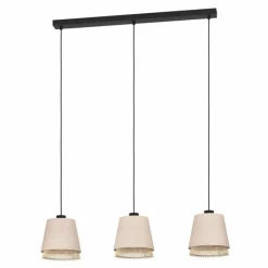Style Boho-Chic-Luminaires Eglo Suspension Eglo TABLEY Noir, 3 lumières