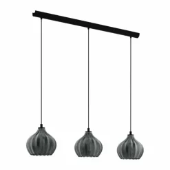 Suspension Verre Fumé-Luminaires Eglo Suspension Eglo TAMALLAT Noir, 3 lumières