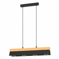Lampes En Bois-Luminaires Eglo Suspension Eglo TARRAFO Brun, Noir, 4 lumières