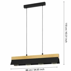Lampes En Bois-Luminaires Eglo Suspension Eglo TARRAFO Brun, Noir, 4 lumières