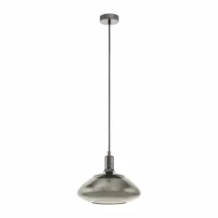 Suspension Verre Fumé-Luminaires Eglo Suspension EGLO TORRONTES Nickel mat, Noir, 1 lumière