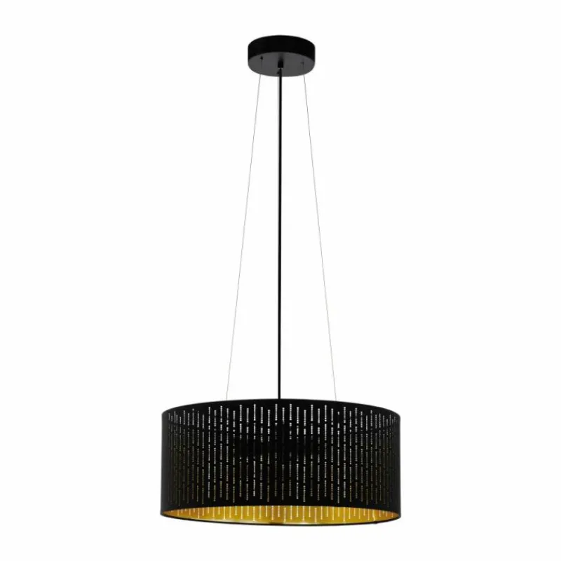 Lampes En Tissu-Luminaires Eglo Suspension EGLO VARILLAS Noir, 3 lumières