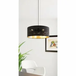 Lampes En Tissu-Luminaires Eglo Suspension EGLO VARILLAS Noir, 3 lumières