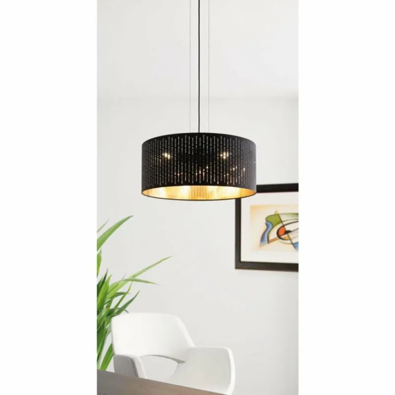 Lampes En Tissu-Luminaires Eglo Suspension EGLO VARILLAS Noir, 3 lumières