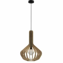 Lampes En Bois-Luminaires Eglo Suspension Eglo VELASCO Noir, 1 lumière