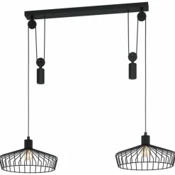 Lampes Industrielles-Luminaires Eglo Suspension Eglo WINKWORTH Noir, 2 lumières