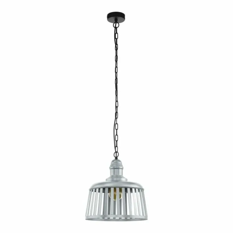 Lampes Industrielles-Luminaires Eglo Suspension EGLO WRAXALL Noir, Argenté, 1 lumière