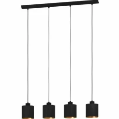 Lampes En Tissu-Luminaires Eglo Suspension Eglo ZARAGOZA Noir, 4 lumières