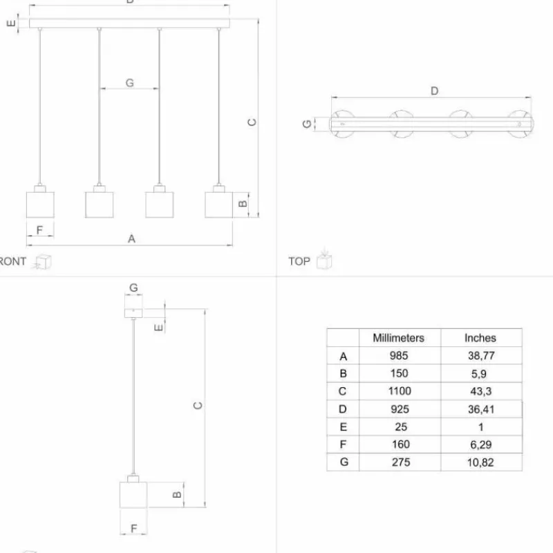 Lampes En Tissu-Luminaires Eglo Suspension Eglo ZARAGOZA Noir, 4 lumières
