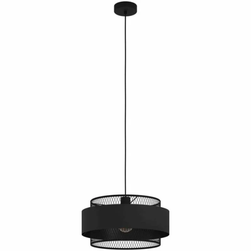 Lampes En Tissu-Luminaires Eglo Suspension Eglo-Leuchten BAZELY Noir, 1 lumière