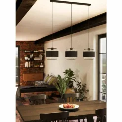 Lampes En Tissu-Luminaires Eglo Suspension Eglo-Leuchten BAZELY Noir, 3 lumières