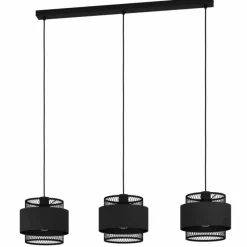 Lampes En Tissu-Luminaires Eglo Suspension Eglo-Leuchten BAZELY Noir, 3 lumières