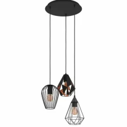 Lampes Vintages & Rétros-Luminaires Eglo Suspension Eglo-Leuchten DISTAFF Noir, 3 lumières
