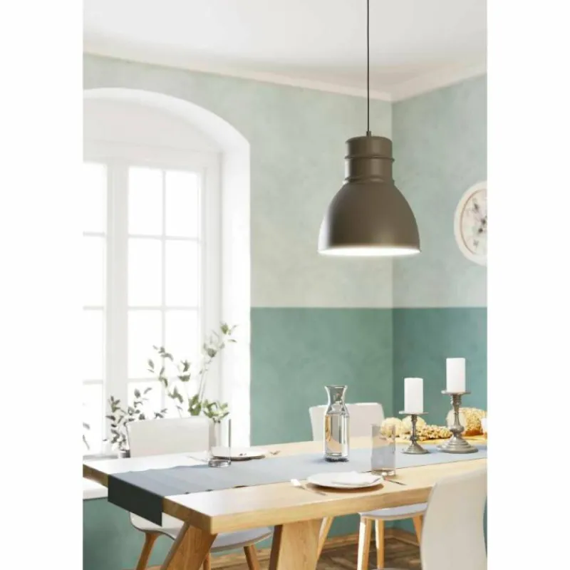 Lampes Industrielles-Luminaires Eglo Suspension Eglo-Leuchten EBURY Gris, Blanc, 1 lumière