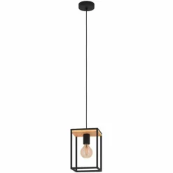 Lampes En Bois-Luminaires Eglo Suspension Eglo-Leuchten LIBERTAD Brun, Noir, 1 lumière