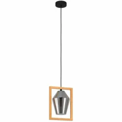 Lampes En Bois-Luminaires Eglo Suspension Eglo-Leuchten VIGLIONI Brun, Noir, 1 lumière