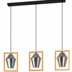 Lampes En Bois-Luminaires Eglo Suspension Eglo-Leuchten VIGLIONI Brun, Noir, 3 lumières