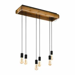 Lampes Vintages & Rétros-Luminaires Eglo Suspension Eglo-Leuchten WOOTTON Brun, Noir, 6 lumières