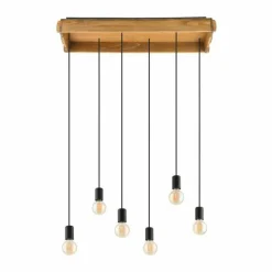 Lampes Vintages & Rétros-Luminaires Eglo Suspension Eglo-Leuchten WOOTTON Brun, Noir, 6 lumières