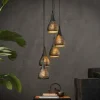 Lampes Vintages & Rétros-hofstein Suspension EGMOND Brun, Noir, 5 lumières