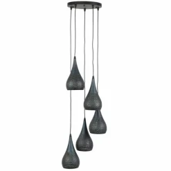 Lampes Vintages & Rétros-hofstein Suspension EGMOND Brun, Noir, 5 lumières