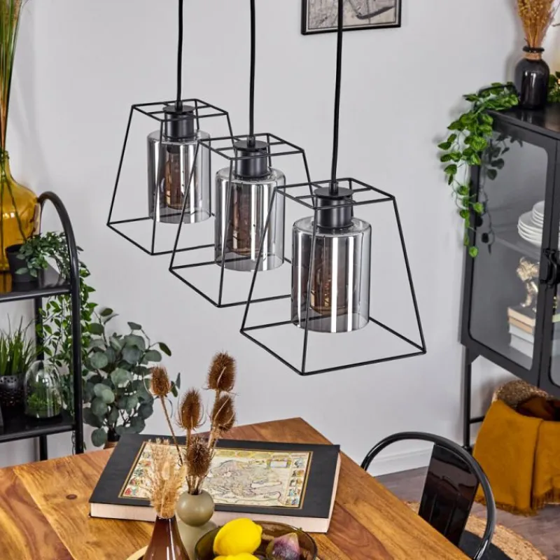 Suspension Verre Fumé-hofstein Suspension Ehtamo Noir, 3 lumières