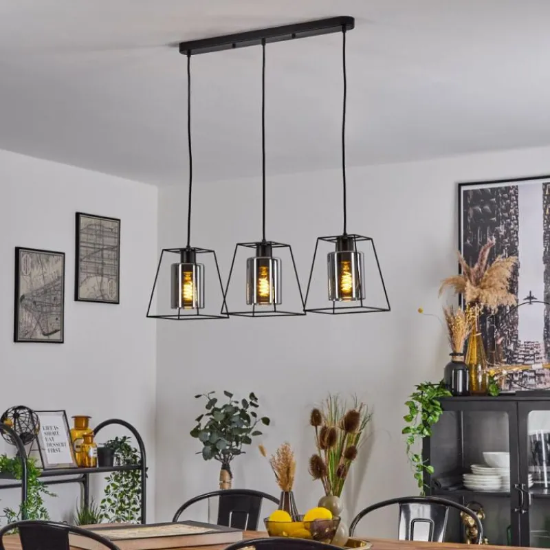 Suspension Verre Fumé-hofstein Suspension Ehtamo Noir, 3 lumières