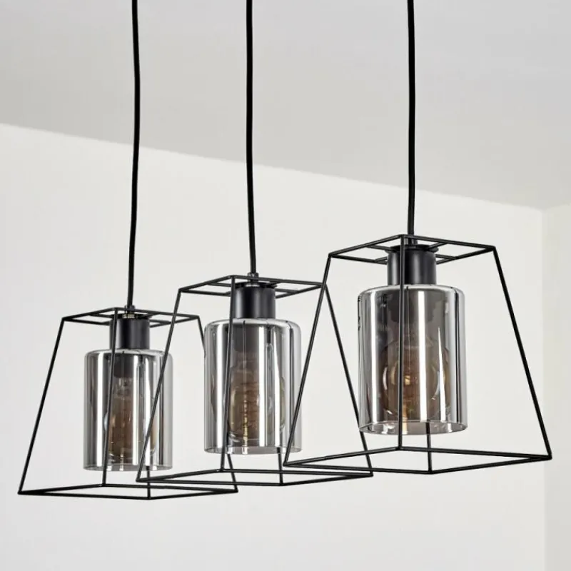 Suspension Verre Fumé-hofstein Suspension Ehtamo Noir, 3 lumières