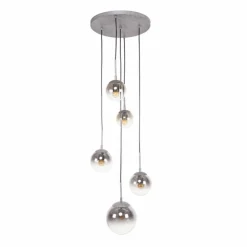 Suspension Verre Fumé-Zijlstra Suspension Eidanger Argent Oxydé, 5 lumières