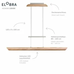 Lampes En Bois-Luminaires Elobra Suspension Elobra Colombia LED Écru, 1 lumière