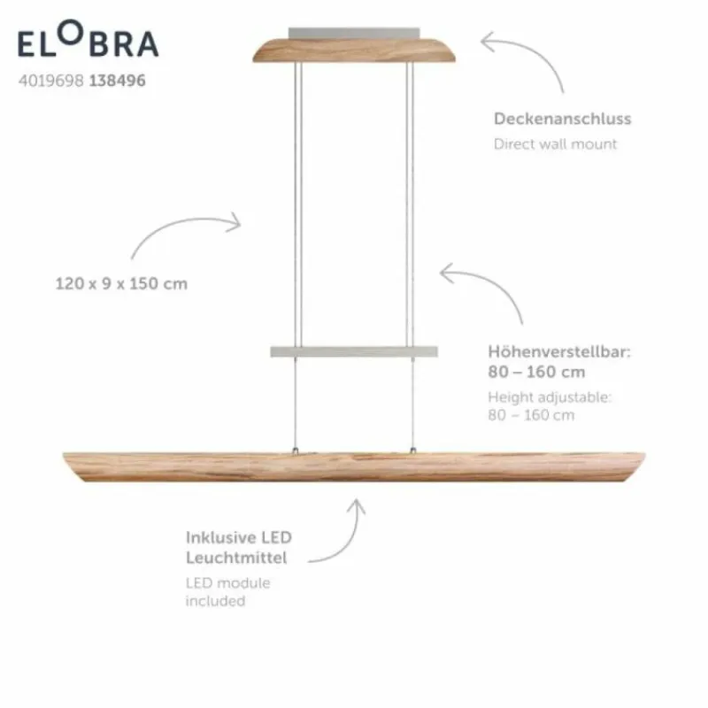 Lampes En Bois-Luminaires Elobra Suspension Elobra Colombia LED Écru, 1 lumière